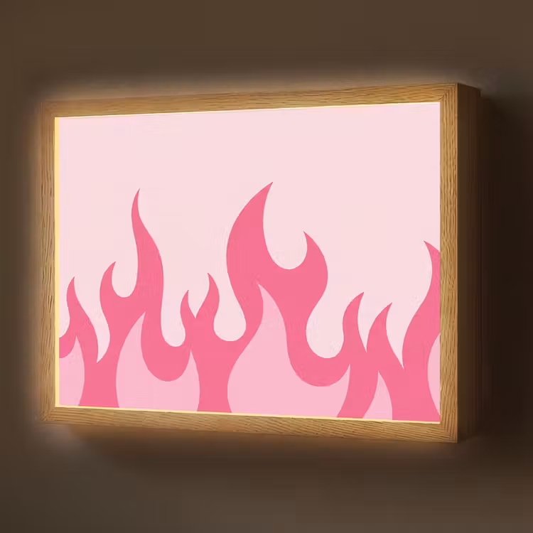 Lightbox - Wandlamp - Vlammen - Patroon - Abstract - Modern - Roze — 1