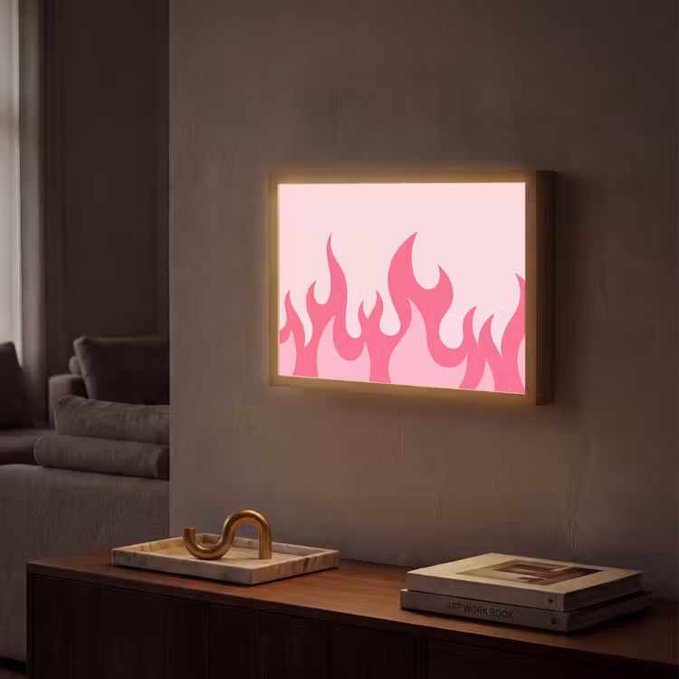 Lightbox - Wandlamp - Vlammen - Patroon - Abstract - Modern - Roze — 2