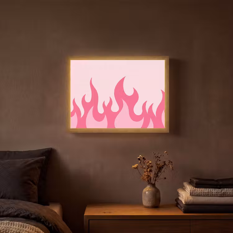 Lightbox - Wandlamp - Vlammen - Patroon - Abstract - Modern - Roze — 3