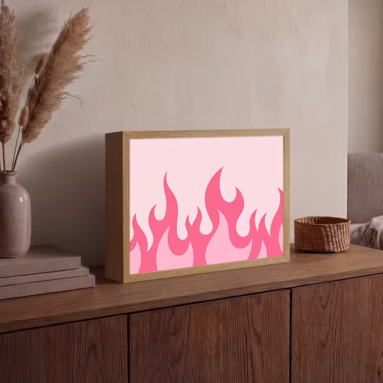 Lightbox - Wandlamp - Vlammen - Patroon - Abstract - Modern - Roze — 4