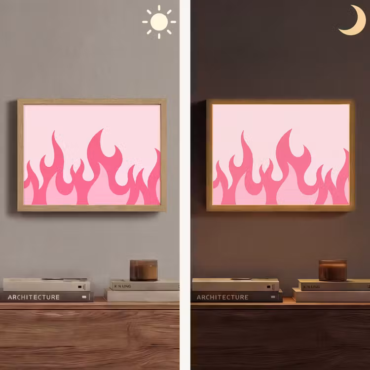 Lightbox - Wandlamp - Vlammen - Patroon - Abstract - Modern - Roze — 6