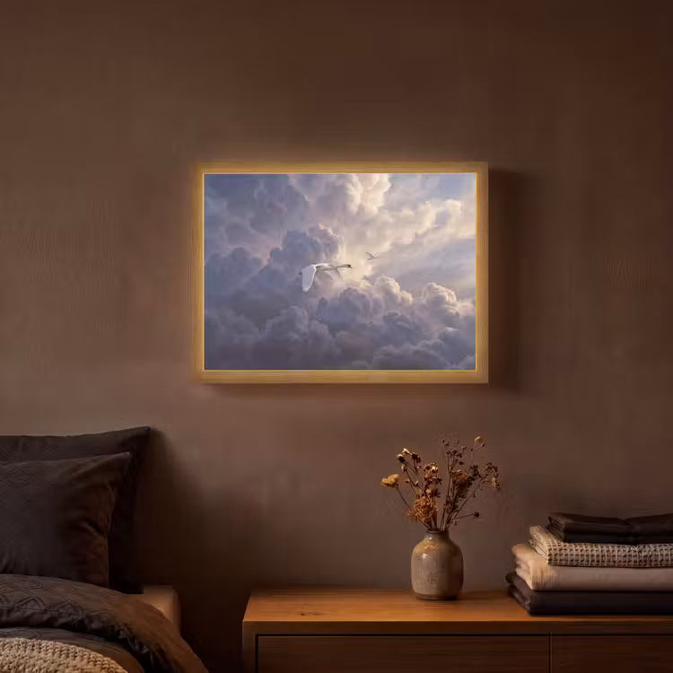 Lightbox - Wandlamp - Vogel - Vliegend - Natuur - Wit - Wolken — 3
