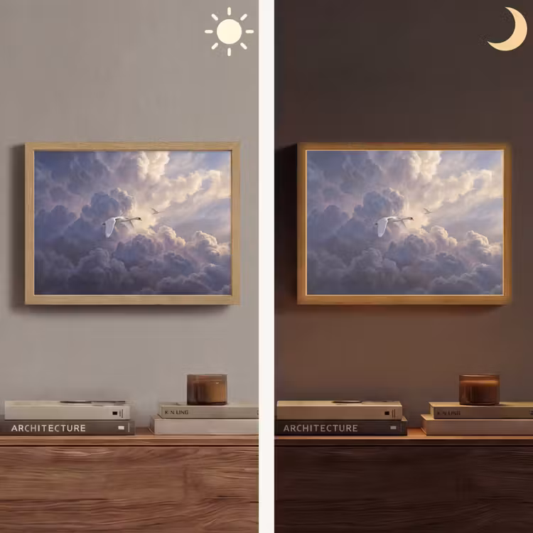 Lightbox - Wandlamp - Vogel - Vliegend - Natuur - Wit - Wolken — 6