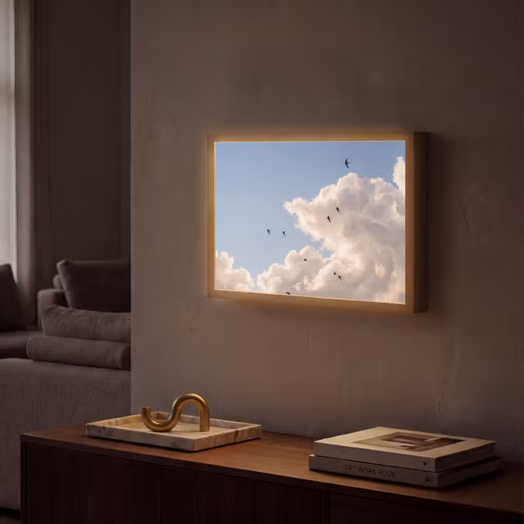 Lightbox - Wandlamp - Vogel - Vlucht - Wolken - Natuur - Blauw — 2