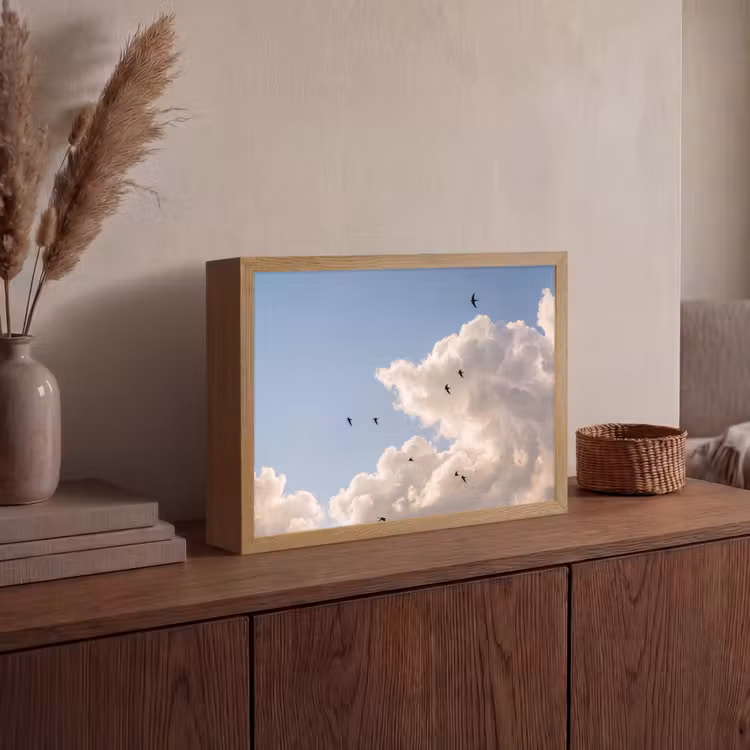 Lightbox - Wandlamp - Vogel - Vlucht - Wolken - Natuur - Blauw — 4