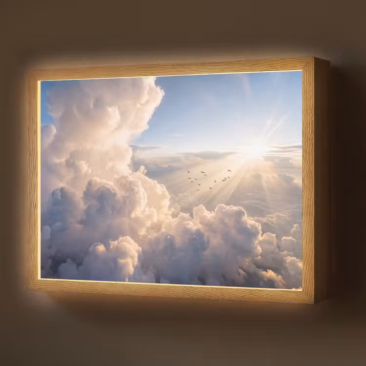 Lightbox - Wandlamp - Wolken - Zonnestralen - Natuur - Wit — 1