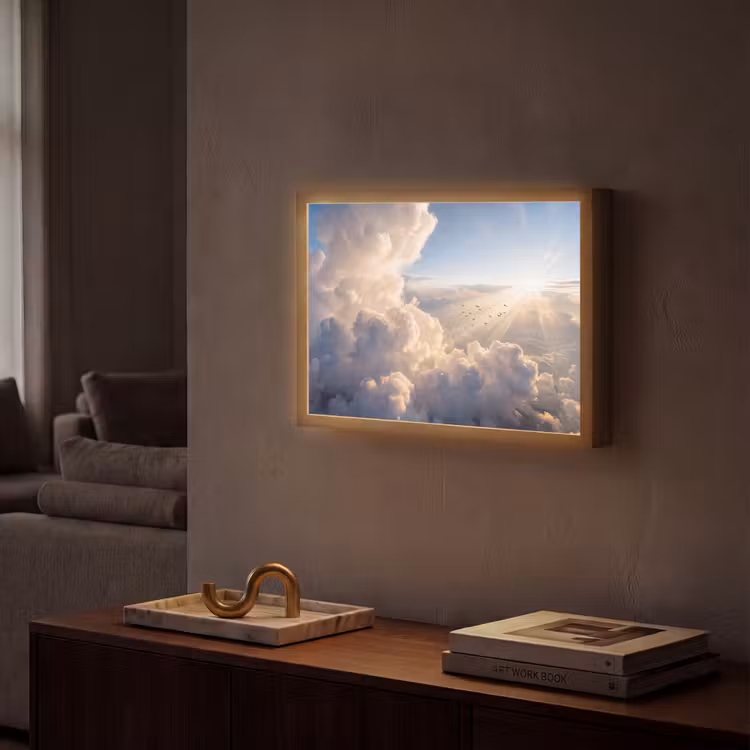 Lightbox - Wandlamp - Wolken - Zonnestralen - Natuur - Wit — 2