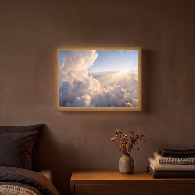 Lightbox - Wandlamp - Wolken - Zonnestralen - Natuur - Wit — 3