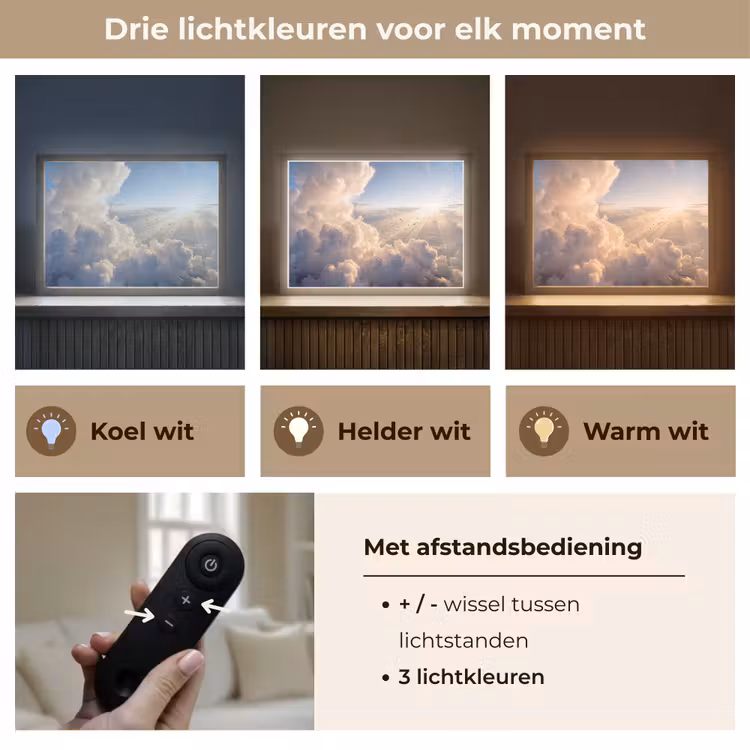 Lightbox - Wandlamp - Wolken - Zonnestralen - Natuur - Wit — 8