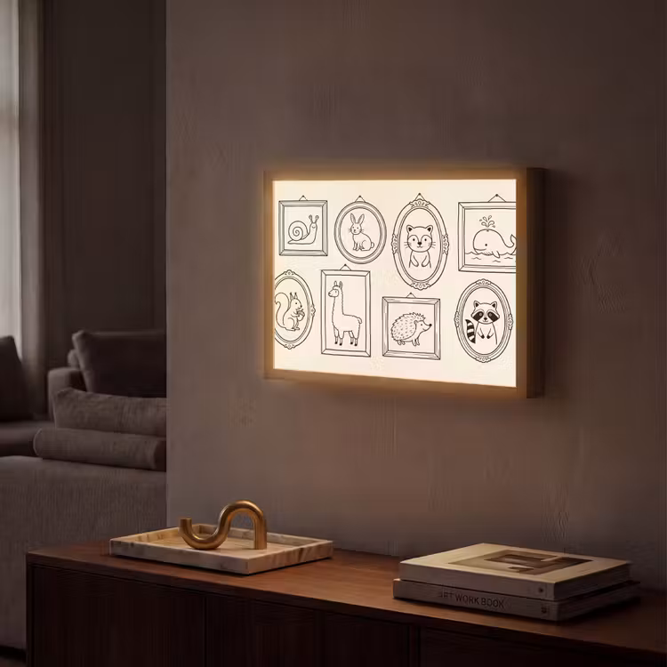 Lightbox - Wandlamp - Dieren - Illustratie - Lijsten - Galerij - Speels — 2