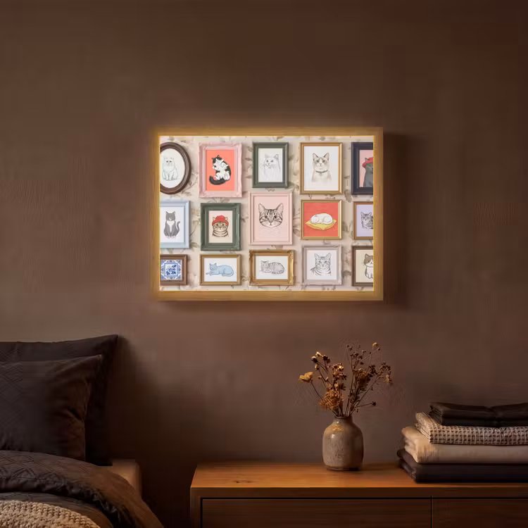 Lightbox - Wandlamp - Kat - Portret - Dieren - Illustratie - Lijst — 3