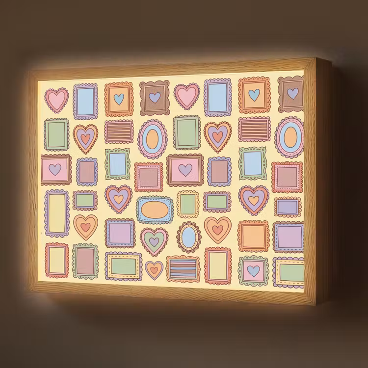 Lightbox - Wandlamp - Lijst - Patroon - Hart - Speels - Kleurrijk — 1