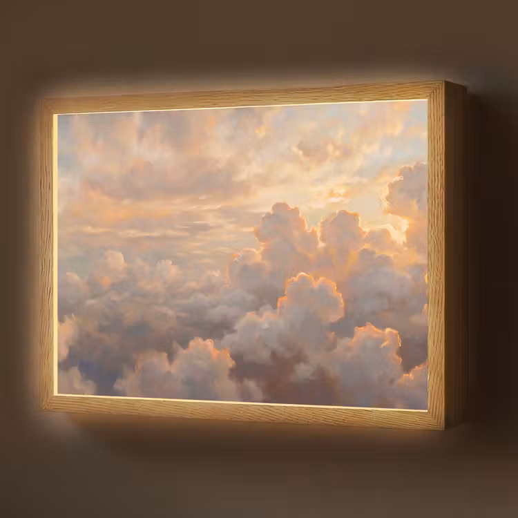 Lightbox - Wandlamp - Wolken - Zonsondergang - Natuur - Abstract - Goud — 1