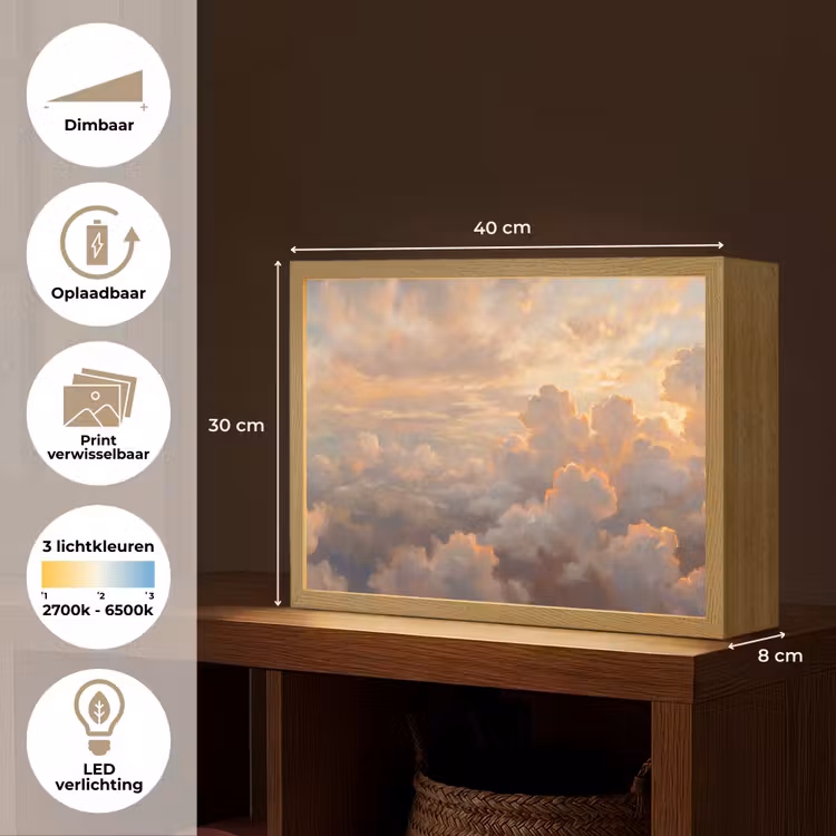 Lightbox - Wandlamp - Wolken - Zonsondergang - Natuur - Abstract - Goud — 10