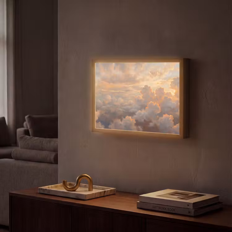 Lightbox - Wandlamp - Wolken - Zonsondergang - Natuur - Abstract - Goud — 2