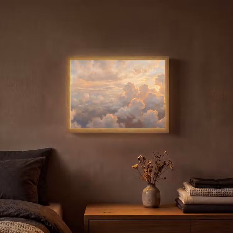 Lightbox - Wandlamp - Wolken - Zonsondergang - Natuur - Abstract - Goud — 3