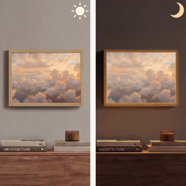 Lightbox - Wandlamp - Wolken - Zonsondergang - Natuur - Abstract - Goud — 6