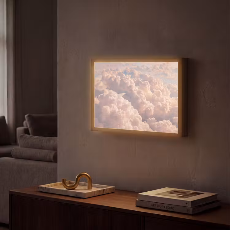 Lightbox - Wandlamp - Wolken - Zonsondergang - Natuur - Pastel - Roze — 2