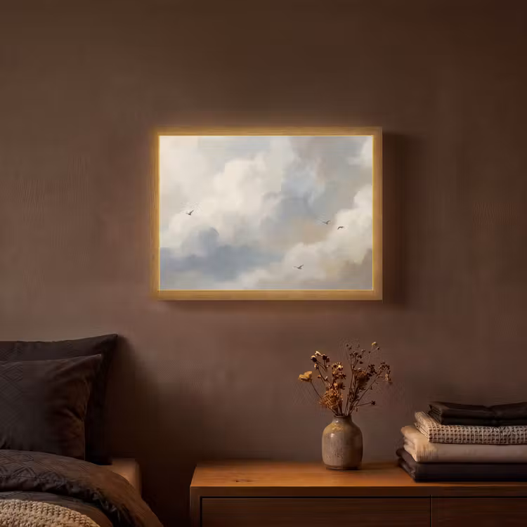 Lightbox - Wandlamp - Vogel - Wolken - Natuur - Modern - Grijs — 3