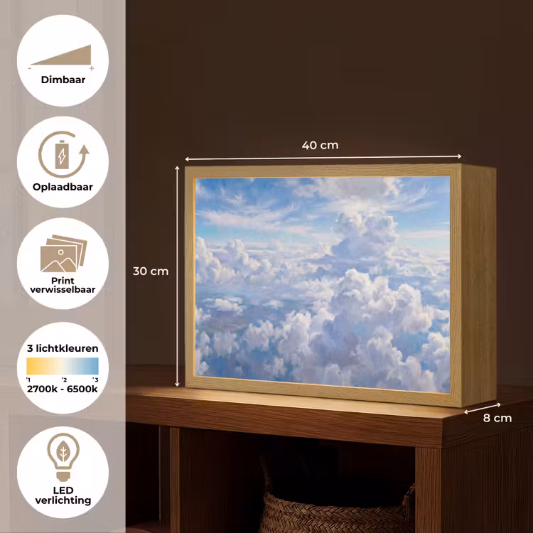 Lightbox - Wandlamp - Wolken - Lucht - Natuur - Abstract - Blauw — 10
