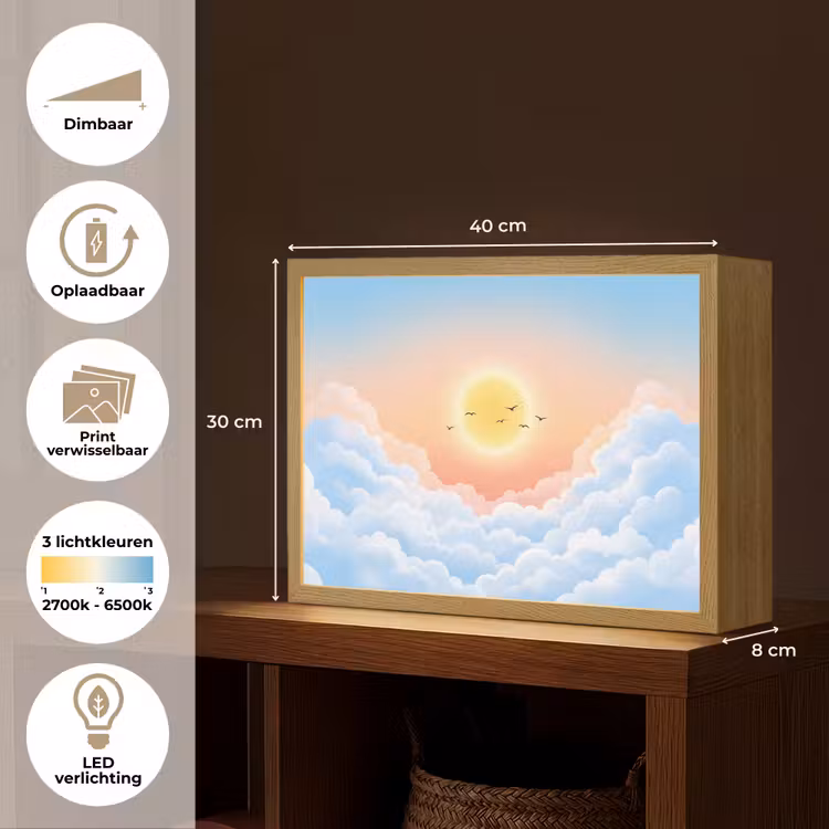 Lightbox - Wandlamp - Zon - Vogels - Lucht - Natuur - Geel — 10