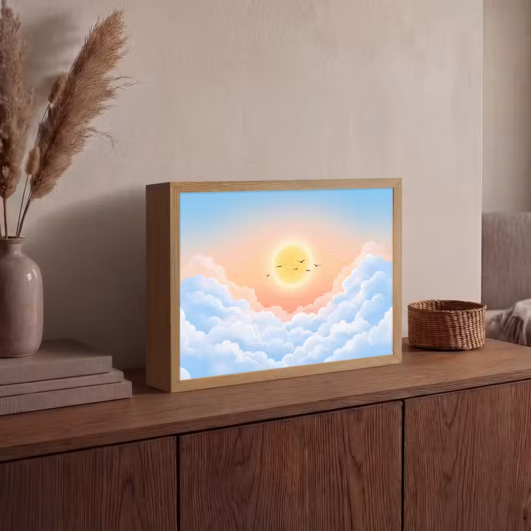 Lightbox - Wandlamp - Zon - Vogels - Lucht - Natuur - Geel — 4