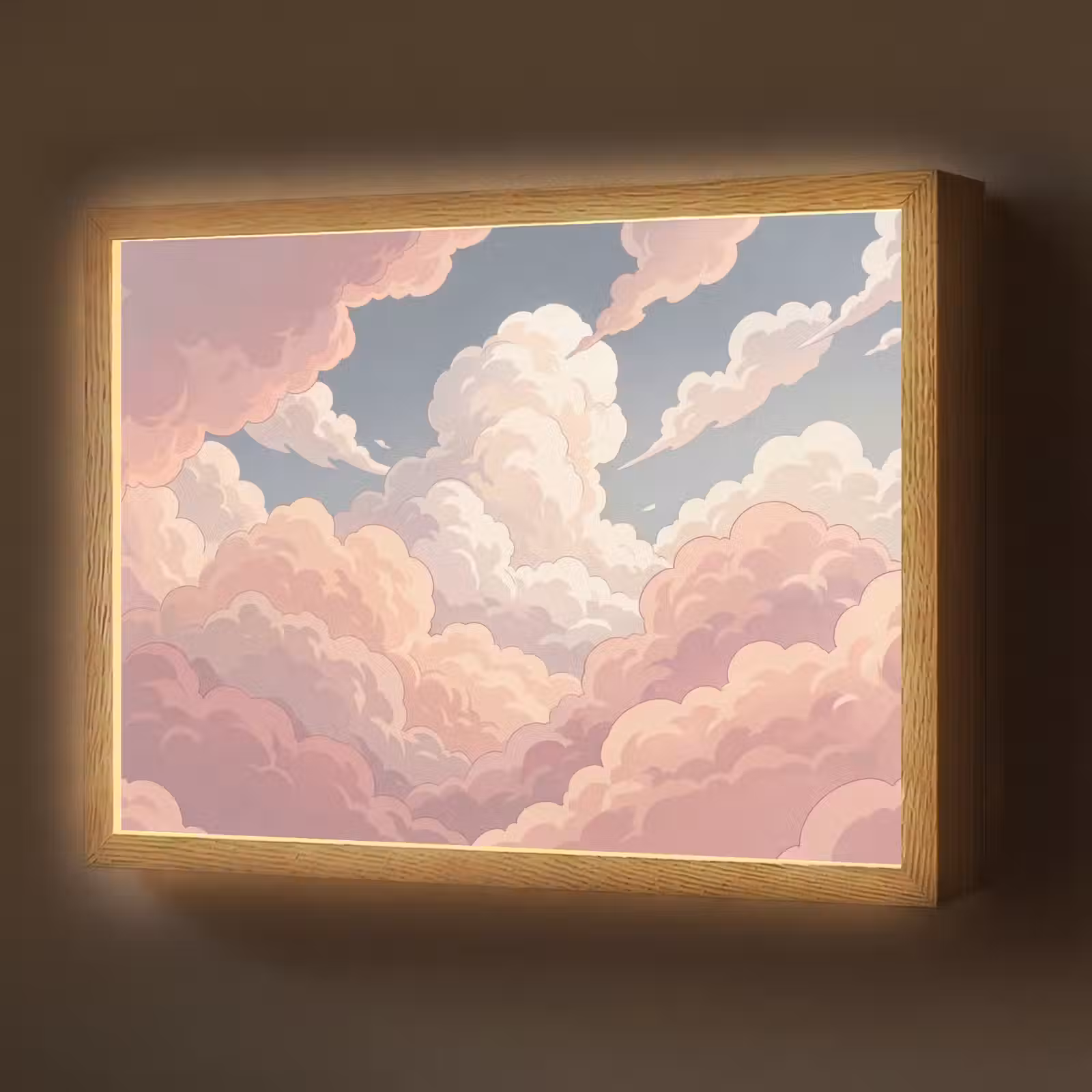 Lightbox - Wandlamp - Wolken - Lucht - Natuur - Pastel - Roze — 1