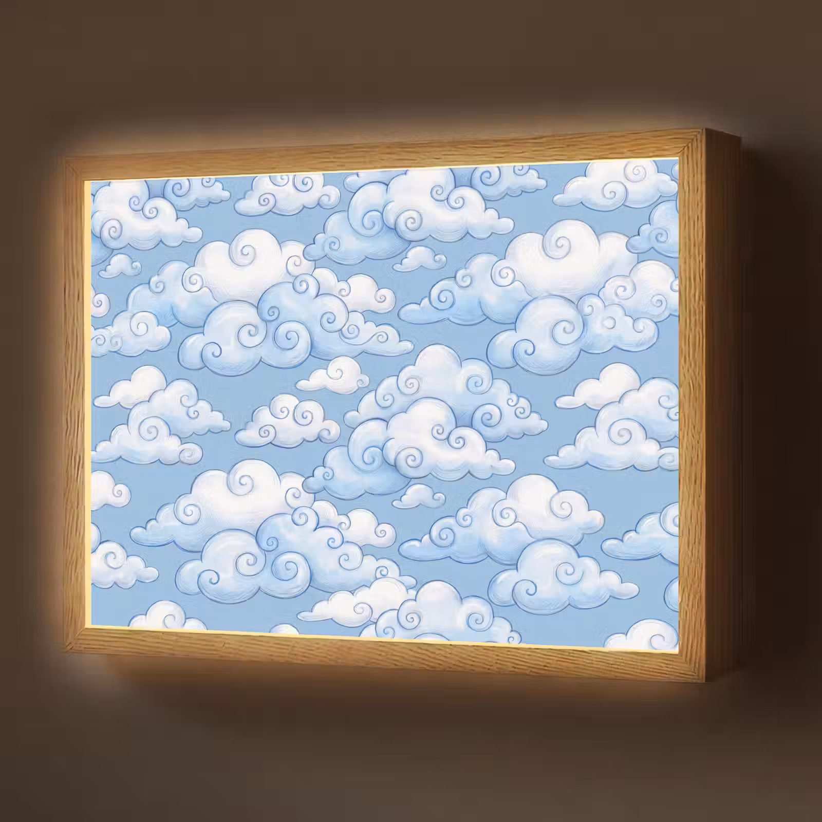 Lightbox - Wandlamp - Wolken - Patroon - Hemel - Illustratie - Wit — 1