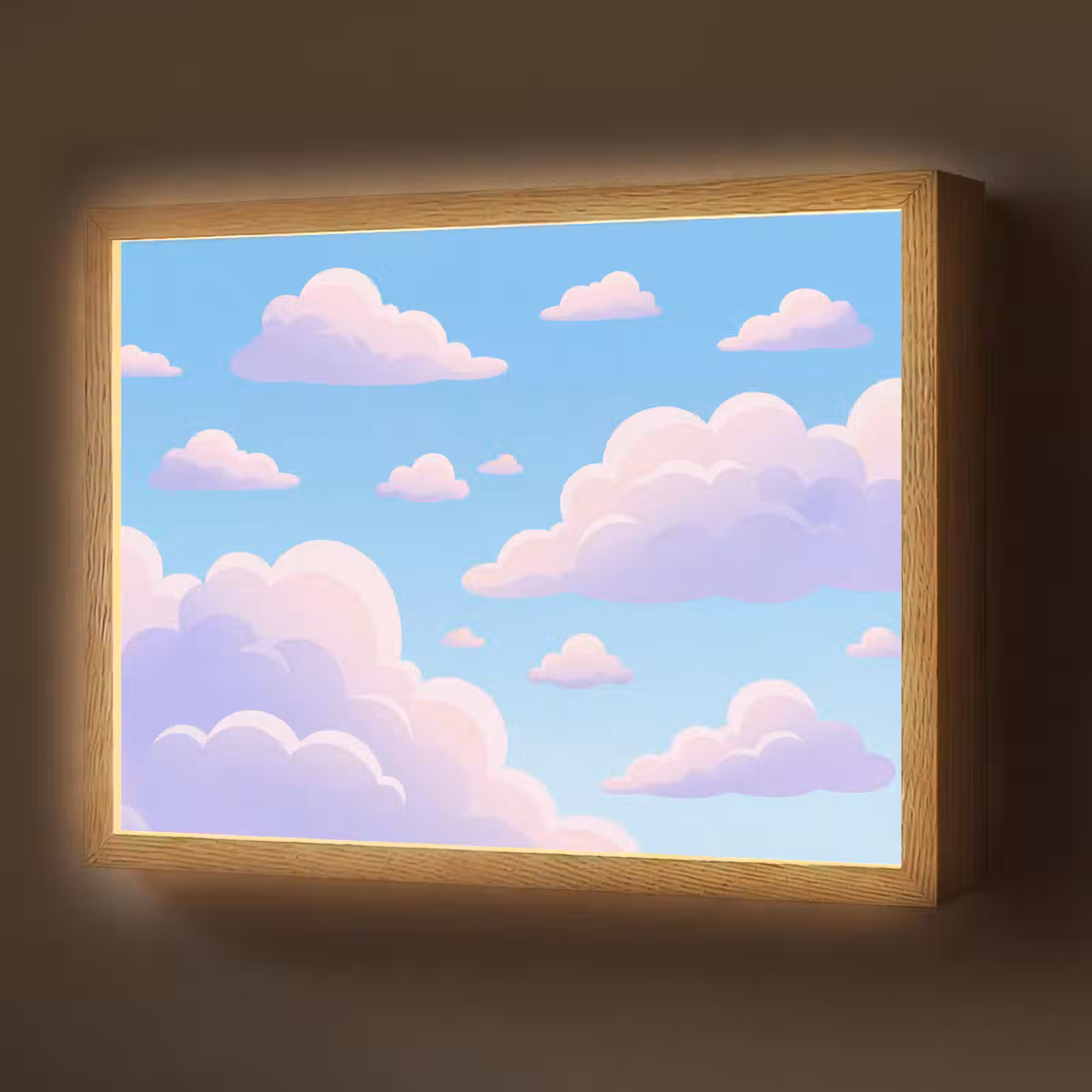 Lightbox - Wandlamp - Wolken - Roze - Blauw - Natuur - Modern — 1