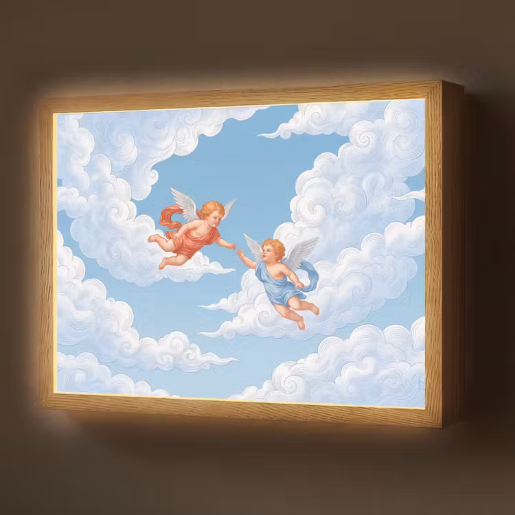Lightbox - Wandlamp - Engel - Vliegend - Klassiek - Blauw — 1