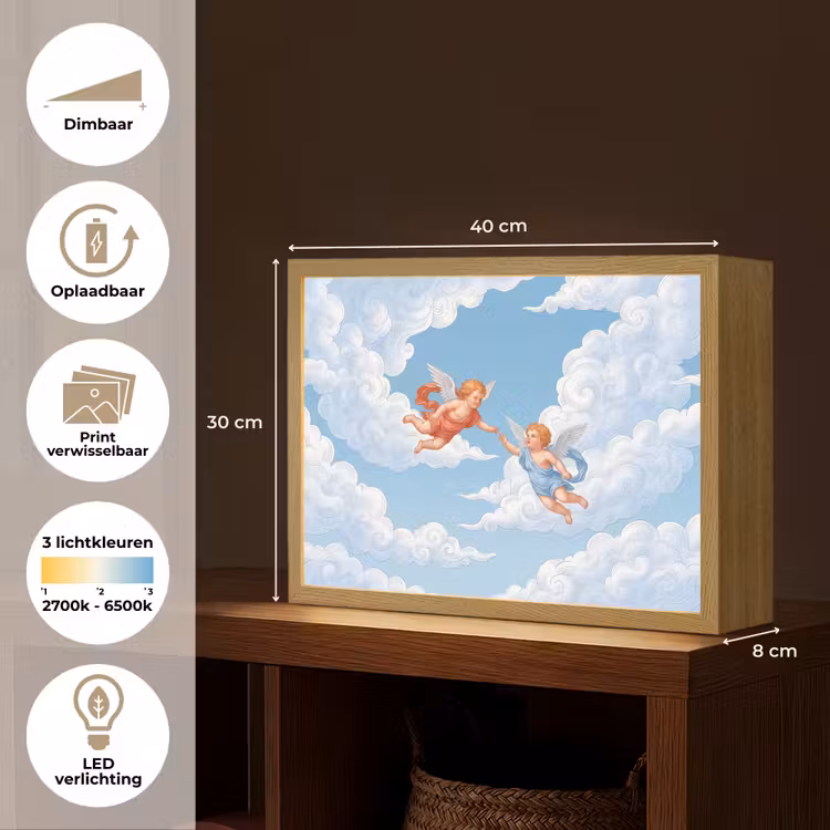 Lightbox - Wandlamp - Engel - Vliegend - Klassiek - Blauw — 10