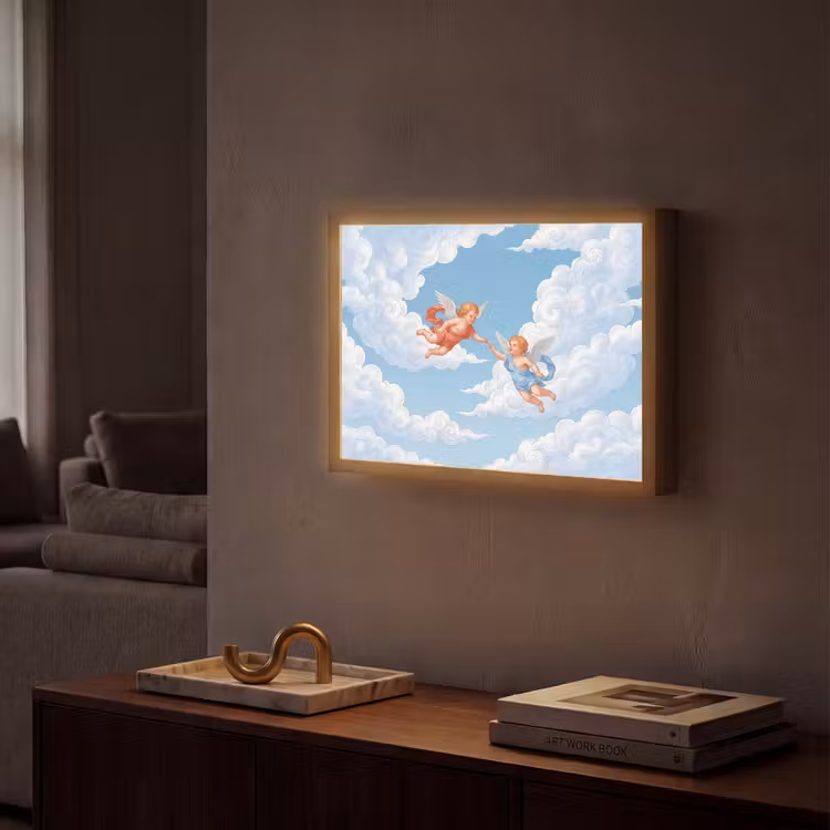 Lightbox - Wandlamp - Engel - Vliegend - Klassiek - Blauw — 2