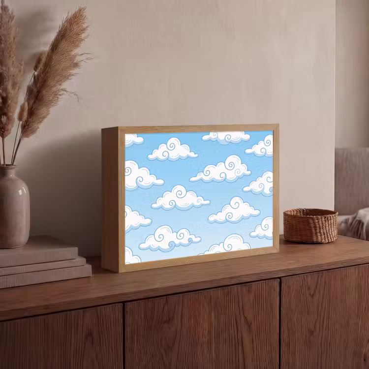 Lightbox - Wandlamp - Wolk - Lucht - Cartoon - Blauw - Wit — 4
