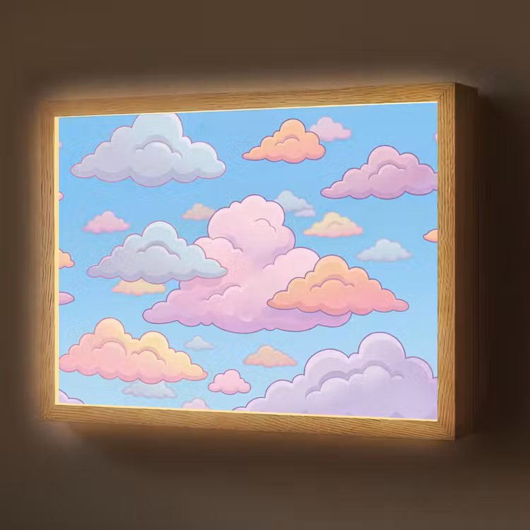 Lightbox - Wandlamp - Wolk - Lucht - Natuur - Illustratie - Pastel — 1