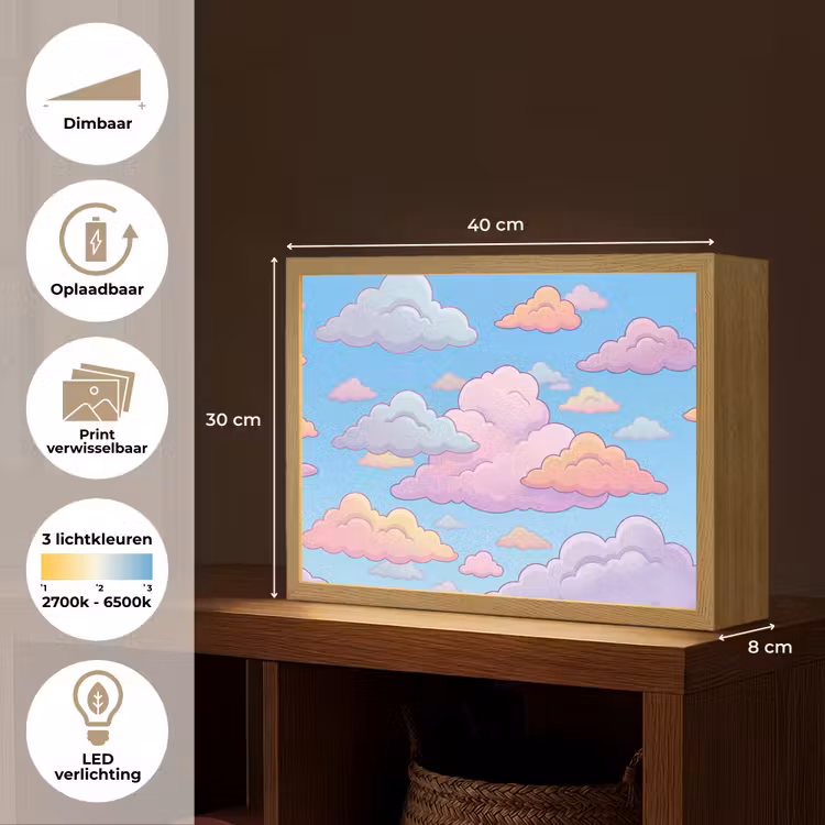 Lightbox - Wandlamp - Wolk - Lucht - Natuur - Illustratie - Pastel — 10