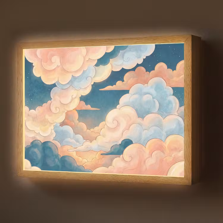 Lightbox - Wandlamp - Wolk - Lucht - Natuur - Illustratief - Oranje — 1