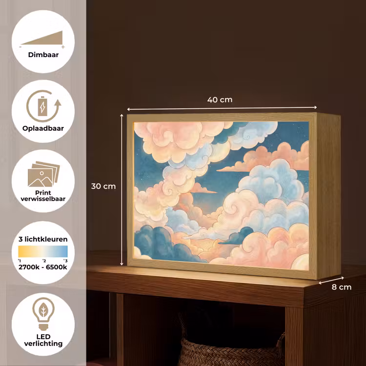Lightbox - Wandlamp - Wolk - Lucht - Natuur - Illustratief - Oranje — 10