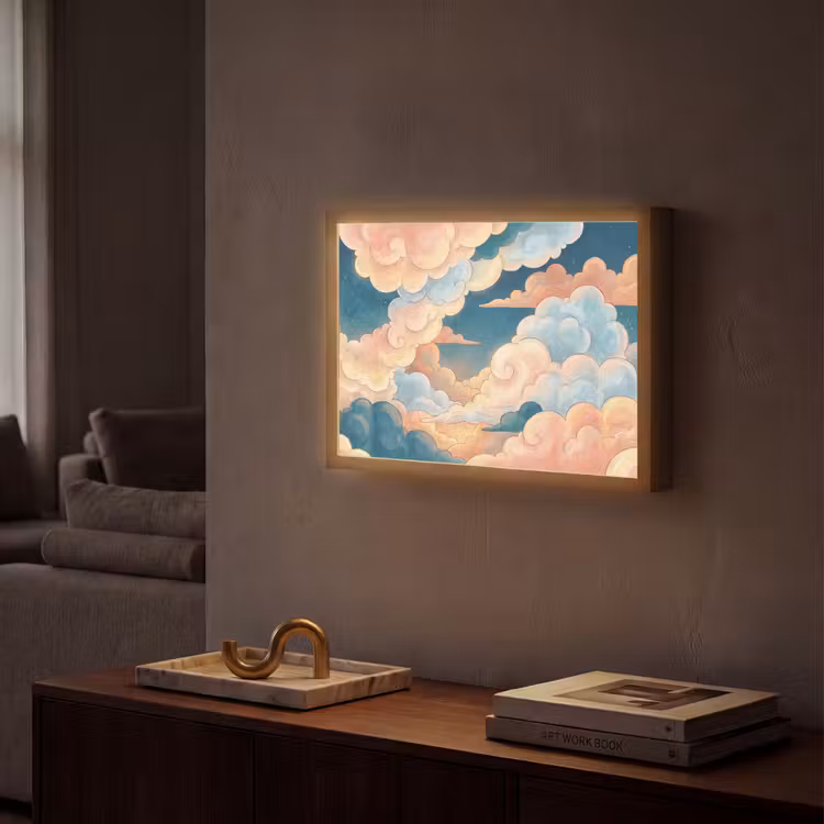 Lightbox - Wandlamp - Wolk - Lucht - Natuur - Illustratief - Oranje — 2