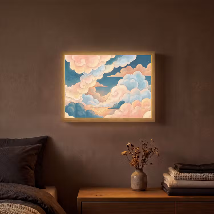 Lightbox - Wandlamp - Wolk - Lucht - Natuur - Illustratief - Oranje — 3