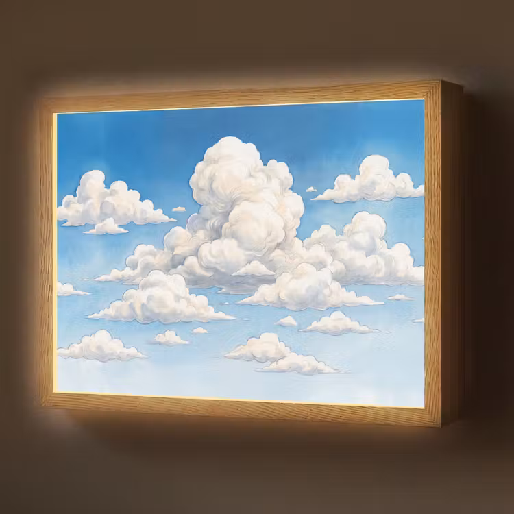 Lightbox - Wandlamp - Wolken - Blauwe lucht - Natuur - Modern - Wit — 1