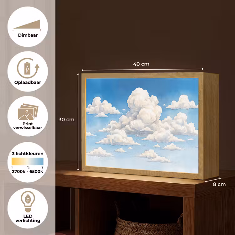 Lightbox - Wandlamp - Wolken - Blauwe lucht - Natuur - Modern - Wit — 10