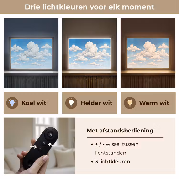 Lightbox - Wandlamp - Wolken - Blauwe lucht - Natuur - Modern - Wit — 8