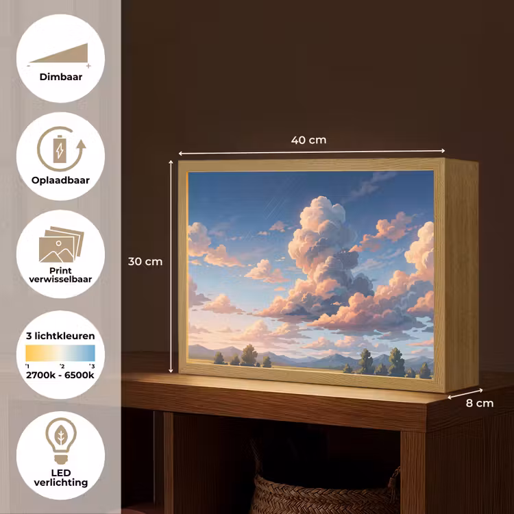 Lightbox - Wandlamp - Wolken - Daghemel - Natuur - Illustratie - Oranje — 10