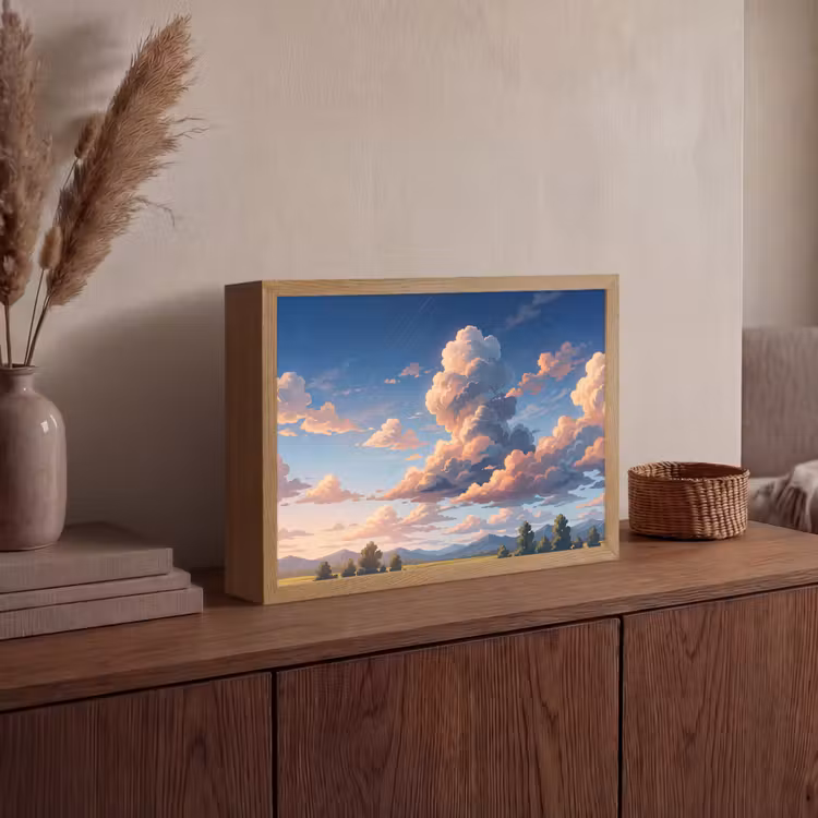 Lightbox - Wandlamp - Wolken - Daghemel - Natuur - Illustratie - Oranje — 4