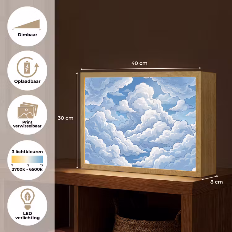 Lightbox - Wandlamp - Wolken - Hemel - Abstract - Wit — 10