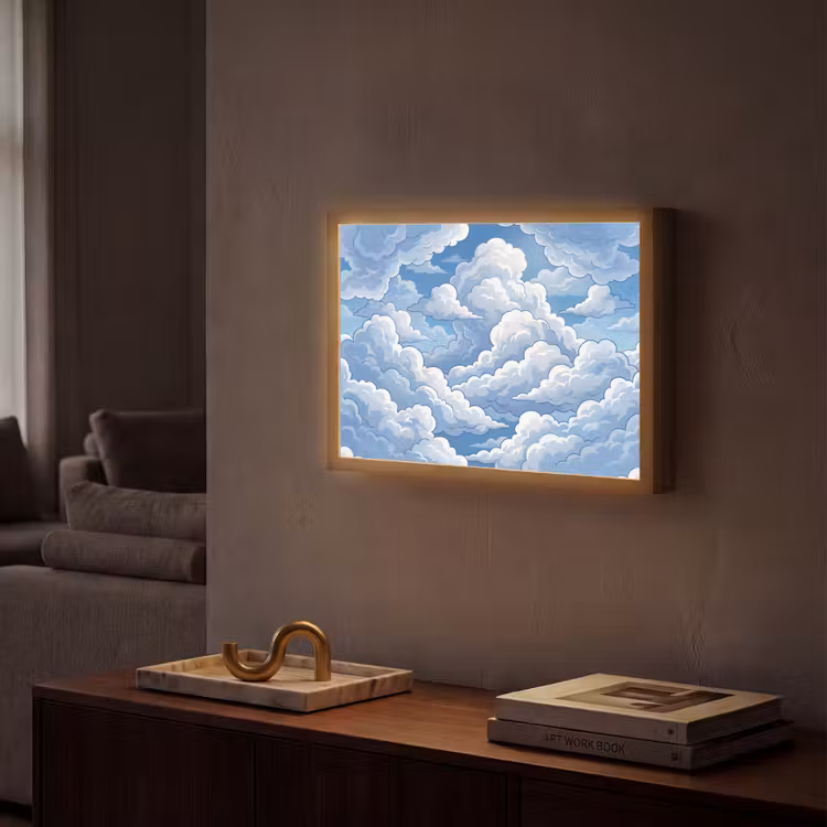 Lightbox - Wandlamp - Wolken - Hemel - Abstract - Wit — 2