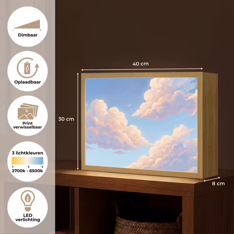 Lightbox - Wandlamp - Wolken - Lucht - Natuur - Blauw — 10