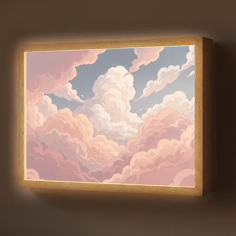 Lightbox - Wandlamp - Wolken - Lucht - Natuur - Pastel - Roze — 1