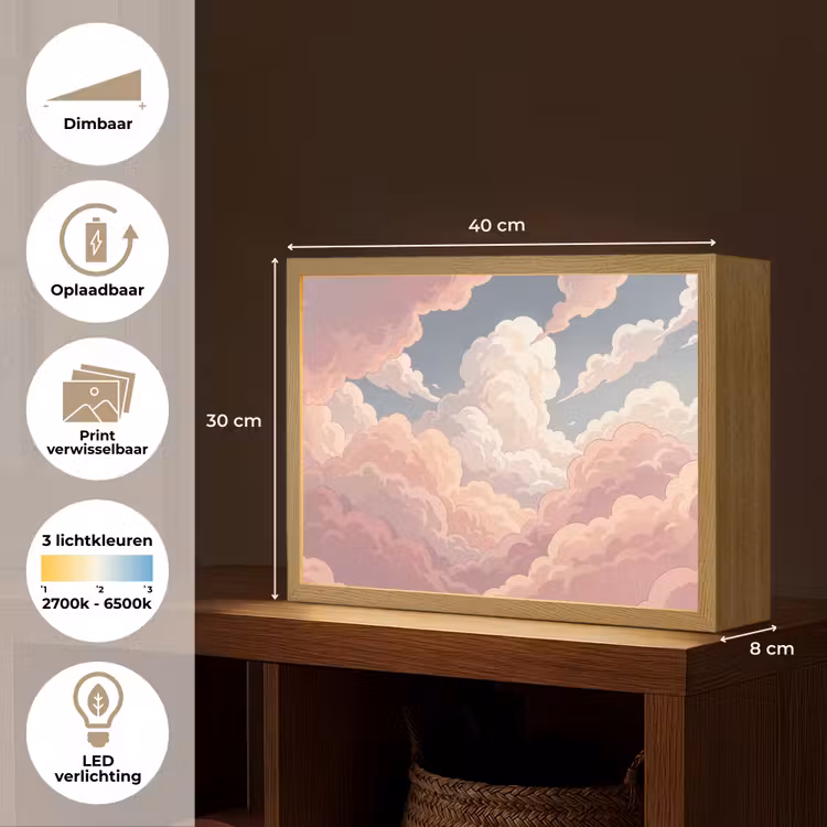 Lightbox - Wandlamp - Wolken - Lucht - Natuur - Pastel - Roze — 10