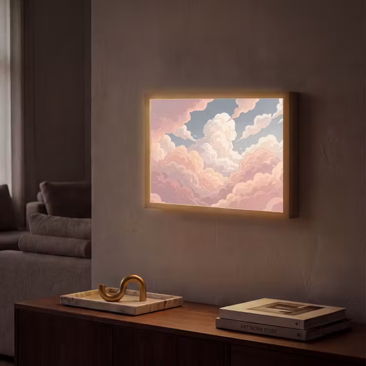 Lightbox - Wandlamp - Wolken - Lucht - Natuur - Pastel - Roze — 2